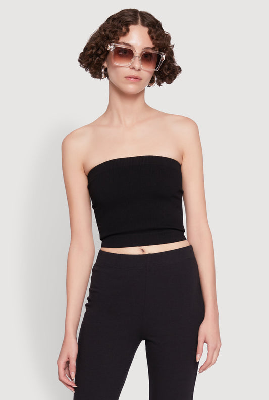 Ribbed Knit Seamless Tube Top